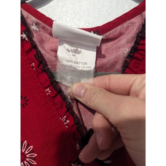 UA Scrubs Vintage Bandana Paisley Wrap Scrub Top Red - Picture 7 of 7